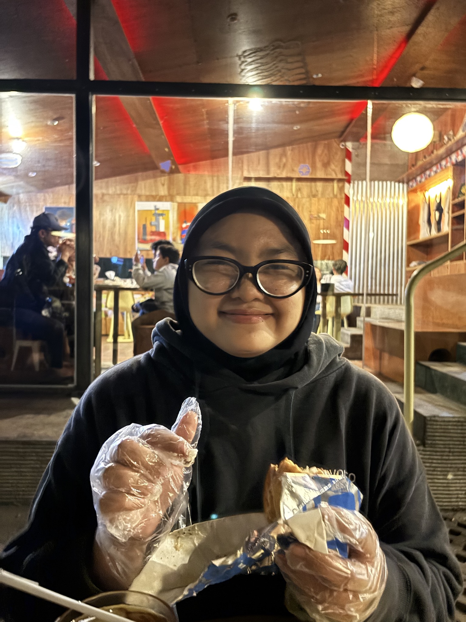 Burger date. Your thumbs up still wins.